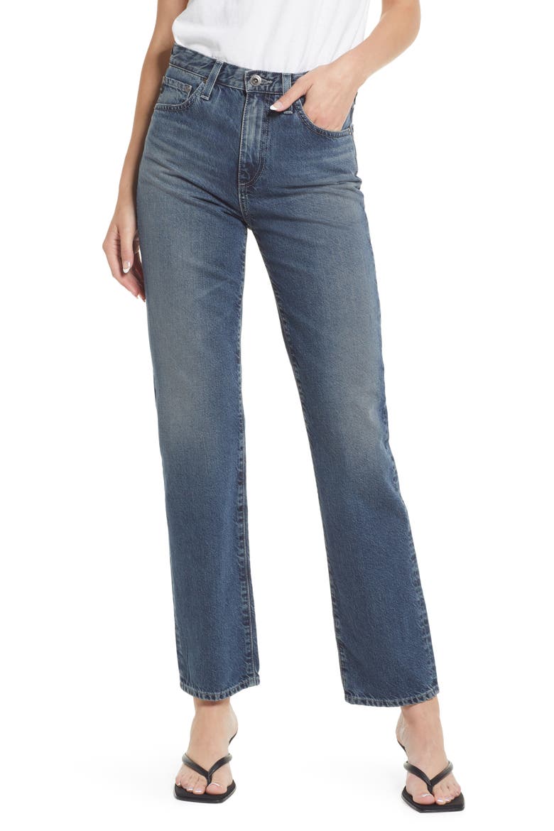 Alexxis High Waist Straight Jeans, Main, color, SHAMROCK