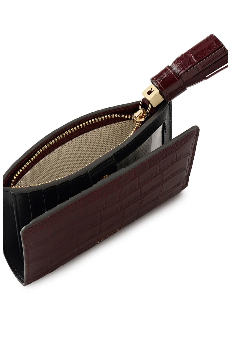 Noble Alley Croc Embossed Leather Wallet, Alternate, color, DARK CHERRY