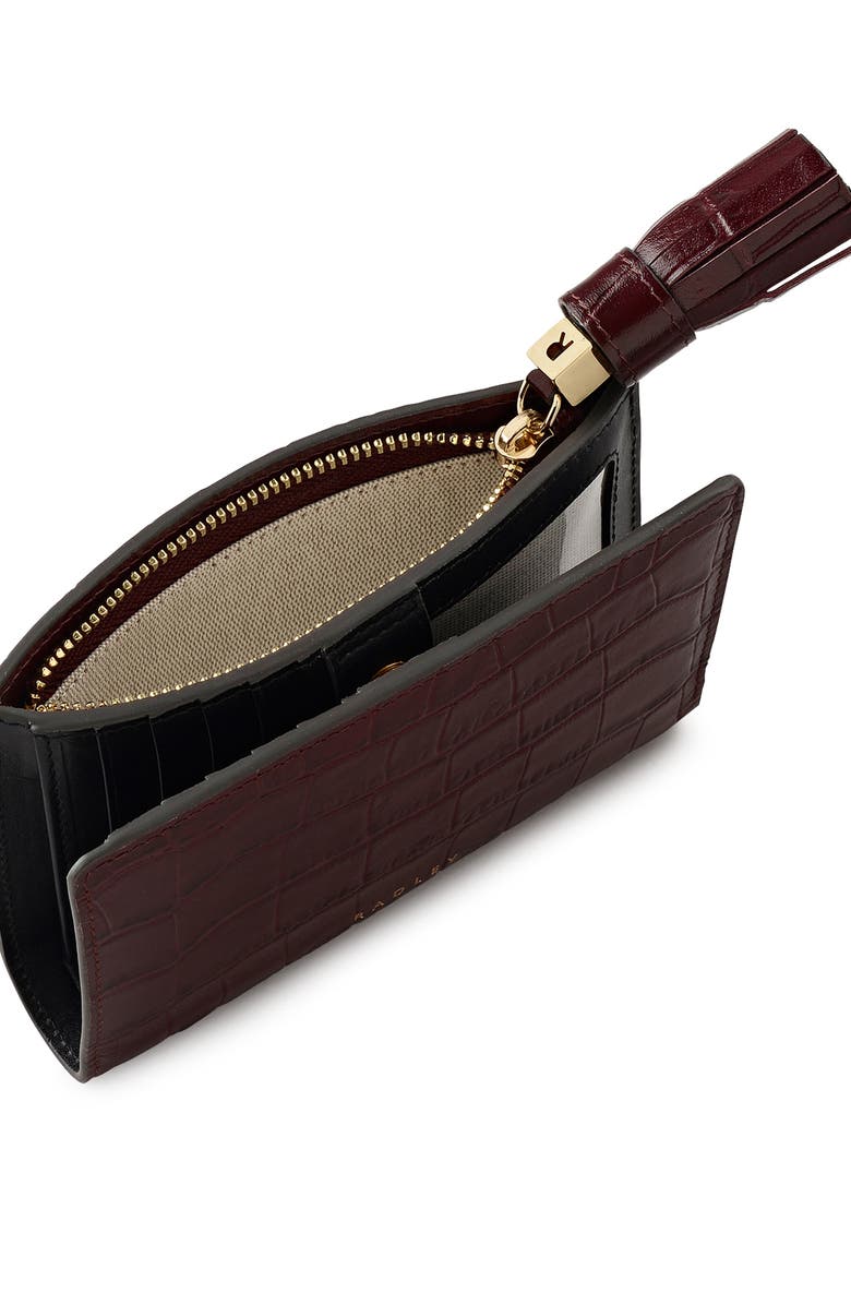 Radley Noble Alley Croc Embossed Leather Wallet, Alternate, color, Dark Cherry