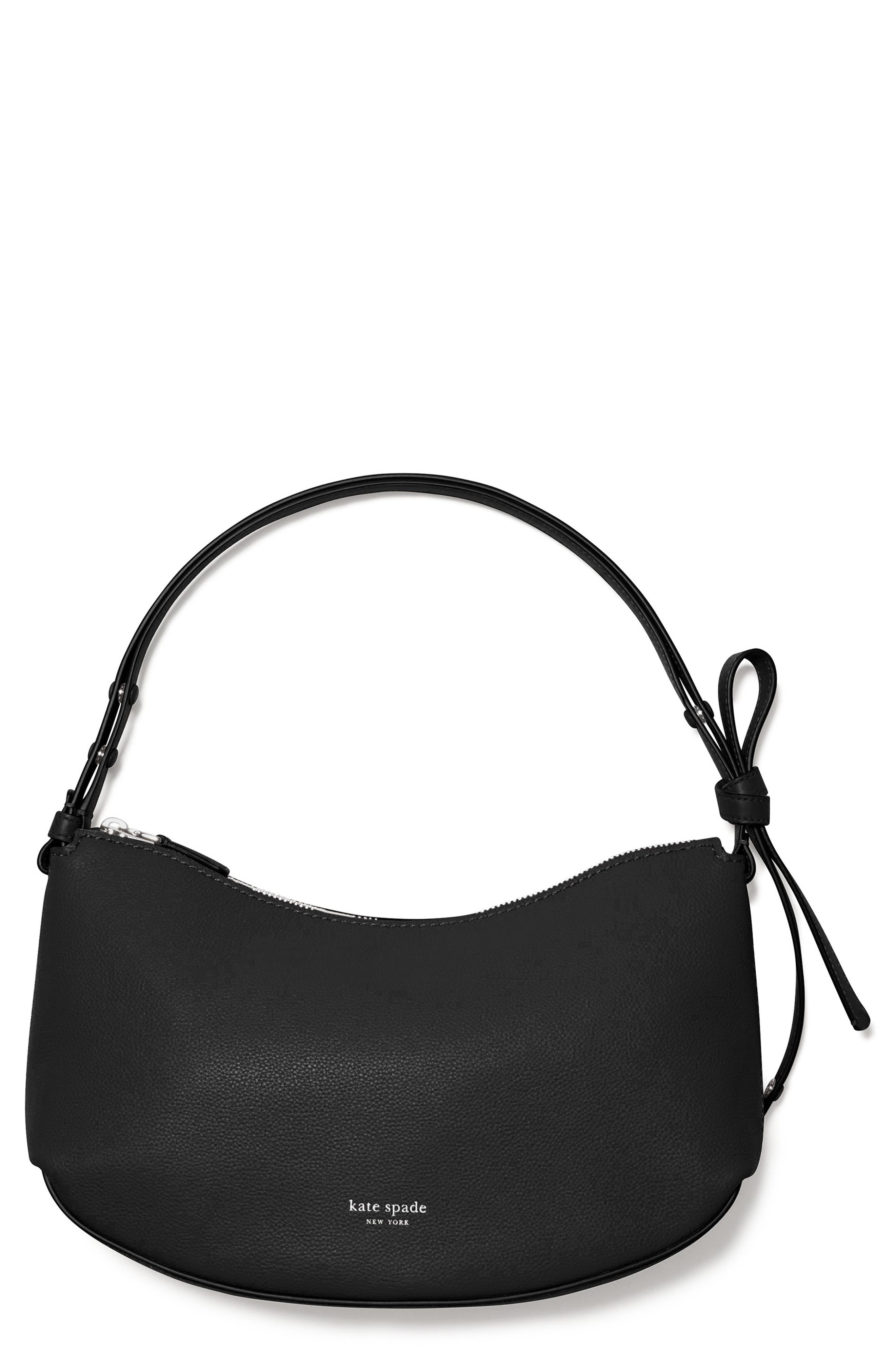 Loop Pebbled Leather Shoulder Bag, Main, color, BLACK