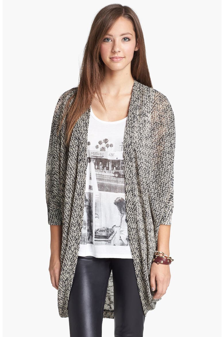 Oversized Sheer Knit Cardigan, Main, color, BLACK MARL