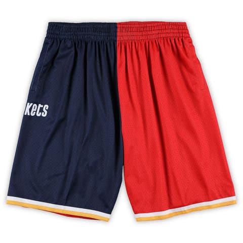 Men's Mitchell & Ness Navy/Red Houston Rockets Big & Tall Hardwood Classics Split Swingman Shorts