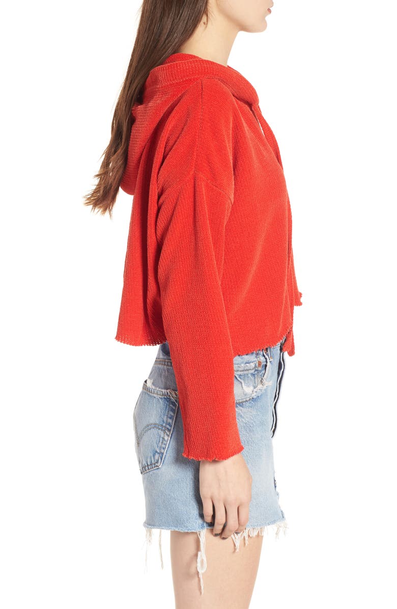 KENDALL + KYLIE Chenille Crop Hoodie, Alternate, color, 