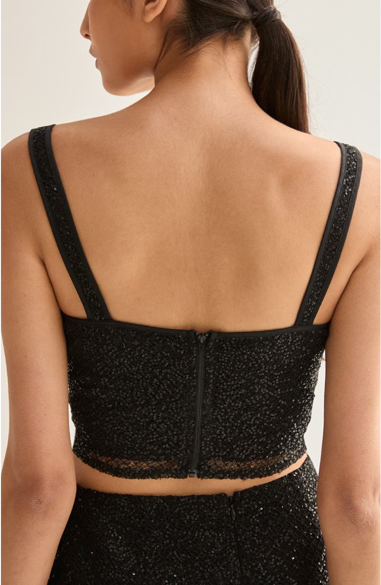 CRESCENT Beaded Crop Top, Alternate, color, Black