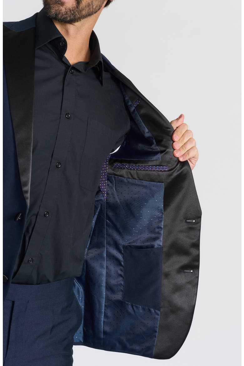 Navy Peak Lapel Slim Fit Tuxedo Jacket, Alternate, color, NAVY