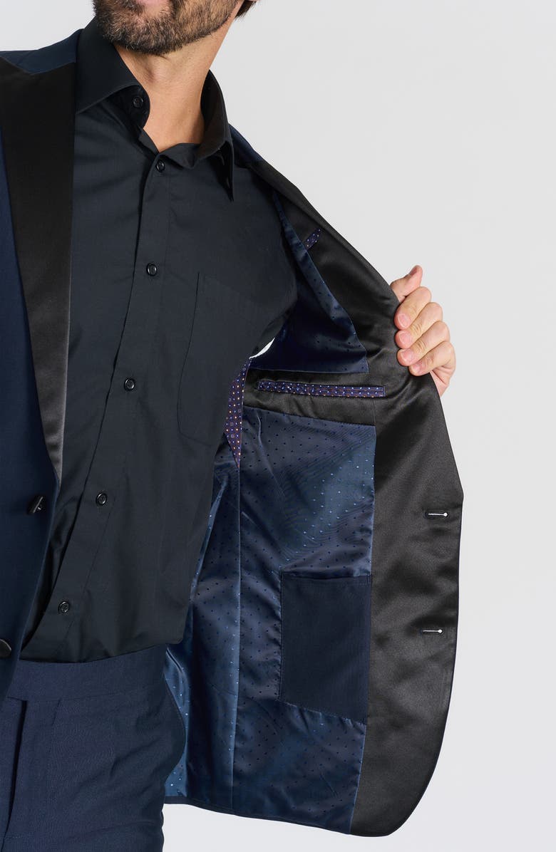 SAVILE ROW CO Navy Peak Lapel Slim Fit Tuxedo Jacket, Alternate, color, Navy