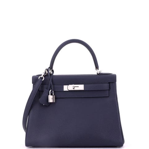 Kelly Handbag Blue Togo with Palladium Hardware 28