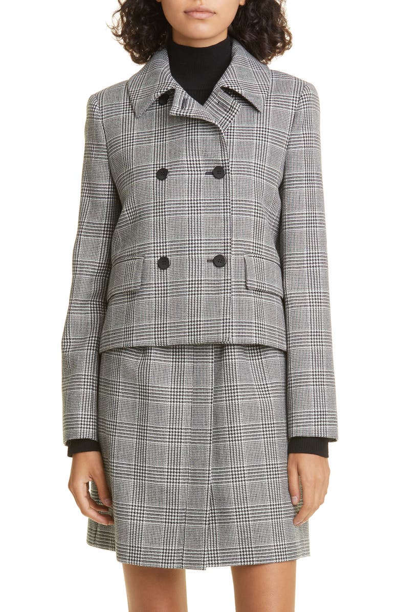Max Mara Facella Houndstooth Check Virgin Wool Jacket, Main, color, 