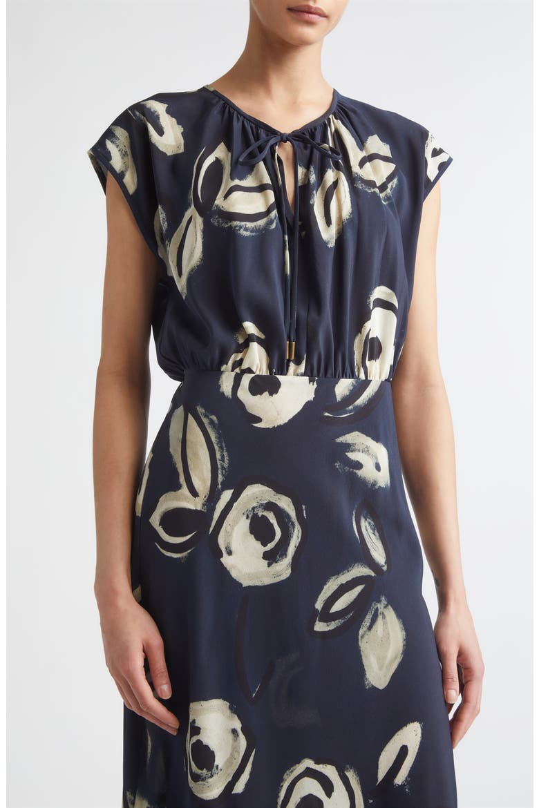 Floral Print Silk Maxi Dress, Alternate, color, ULTRAMARINE
