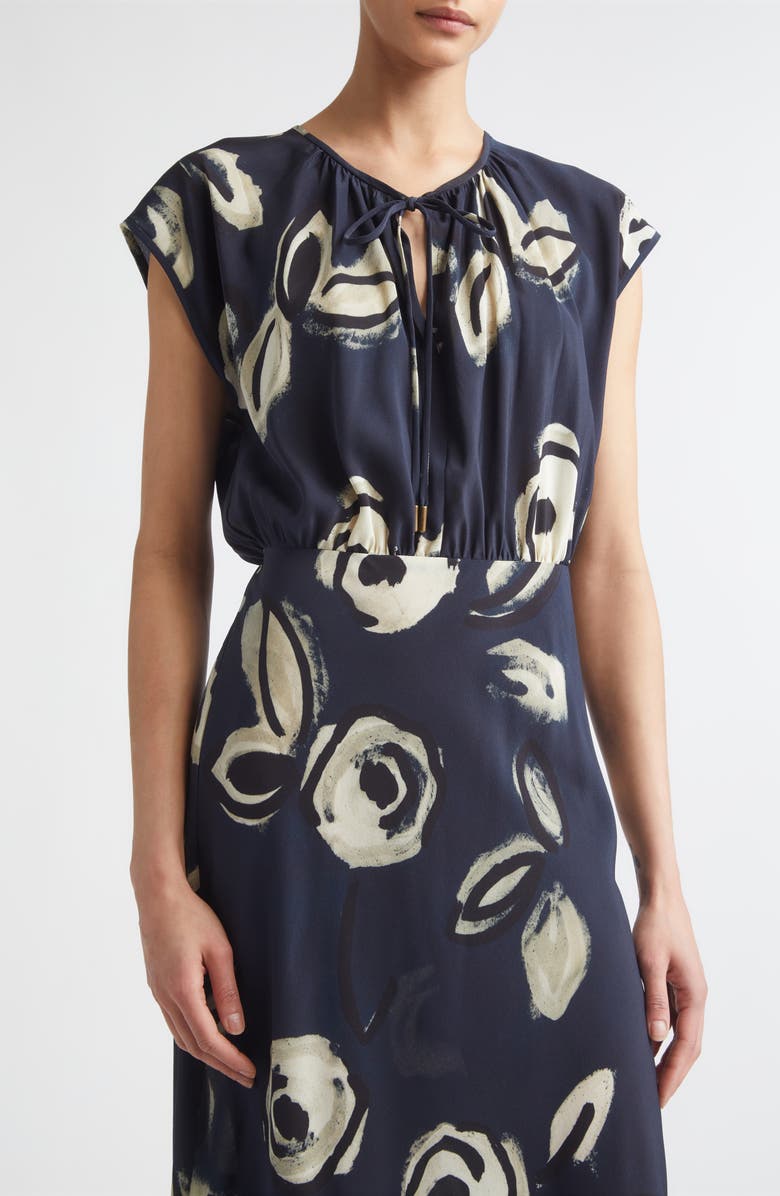 Max Mara Floral Print Silk Maxi Dress, Alternate, color, Ultramarine