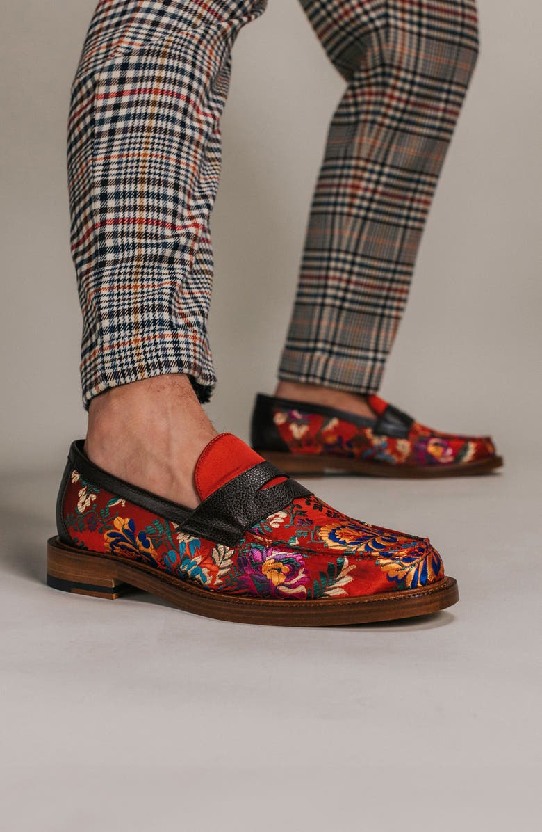 TAFT The Fitz Floral Brocade Penny Loafer, Alternate, color,
