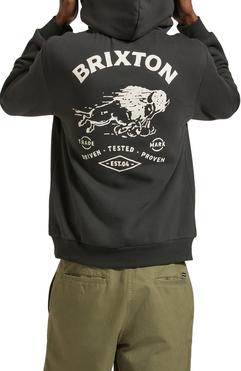 Brixton Charging Buffalo Graphic Hoodie, Alternate, color, Washed Black