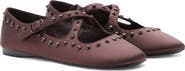 MANGO Studded Satin Mary Jane Flat