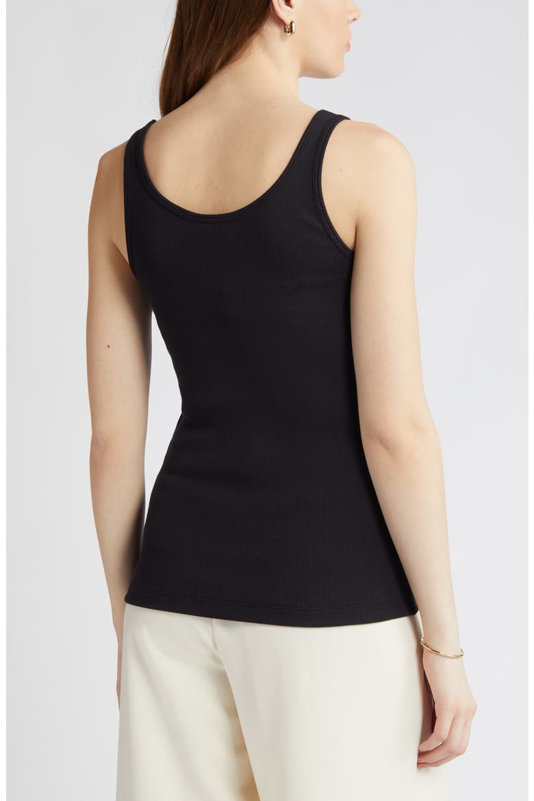 Rib Scoop Neck Cotton Tank, Alternate, color, BLACK