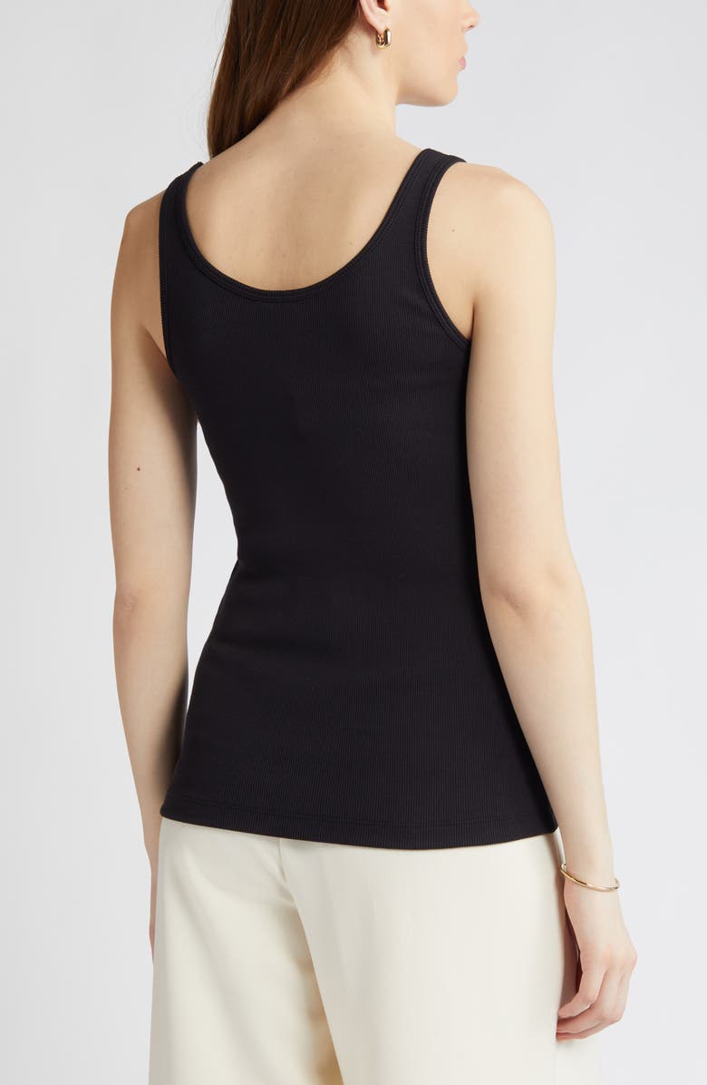 Nordstrom Rib Scoop Neck Cotton Tank, Alternate, color, Black