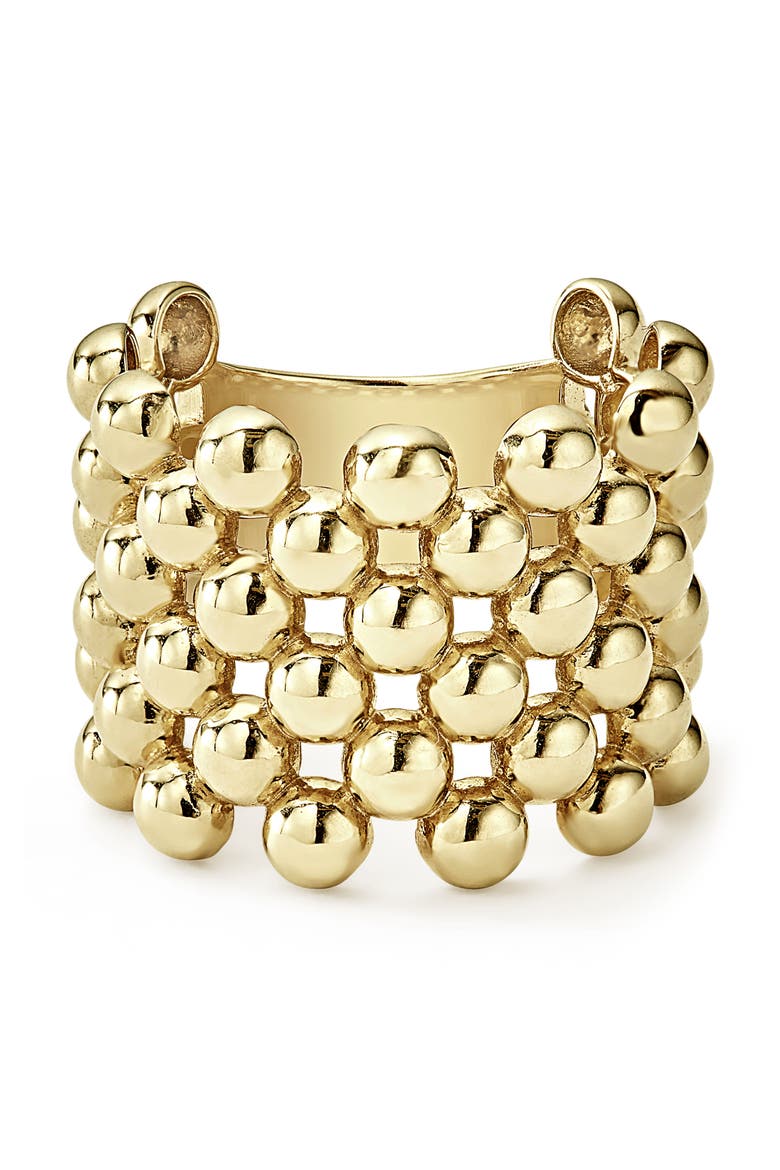 Caviar Gold Wide Band Ring, Alternate, color, GOLD