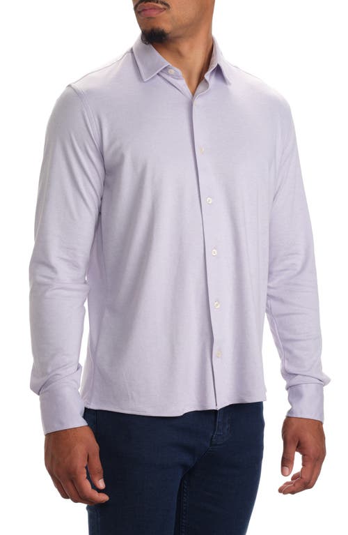 Studio Garnet Los Angeles Dynamic Comfort Knit Button-up Shirt In Lavender