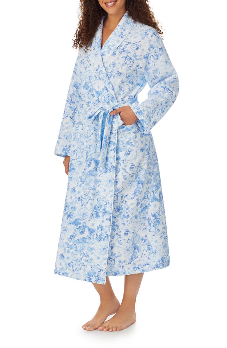 Eileen West Ballet Floral Diamond Quilted Robe, Alternate, color,
