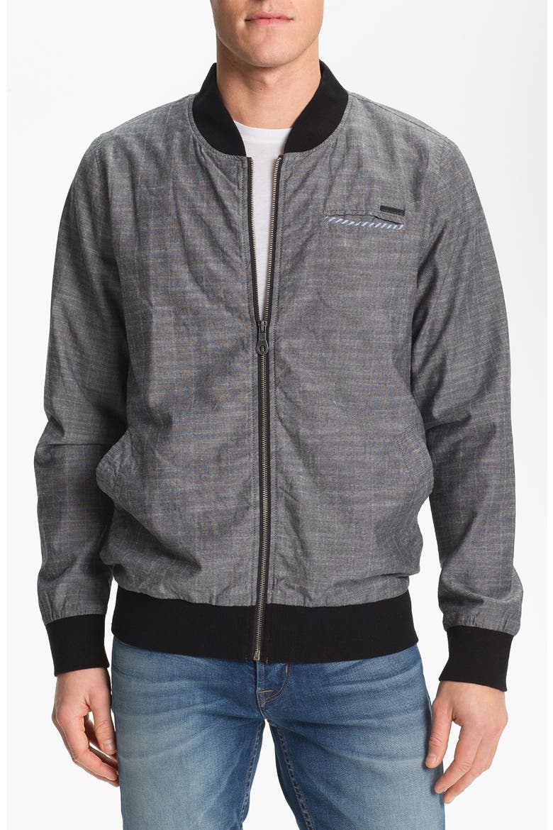'Vaughn' Stripe Bomber Jacket, Main, color, BLACK
