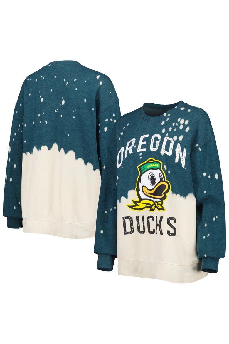 Women's Gameday Couture Green Oregon Ducks Twice As Nice Faded Dip-Dye Pullover Long Sleeve Top, Main, color, Green