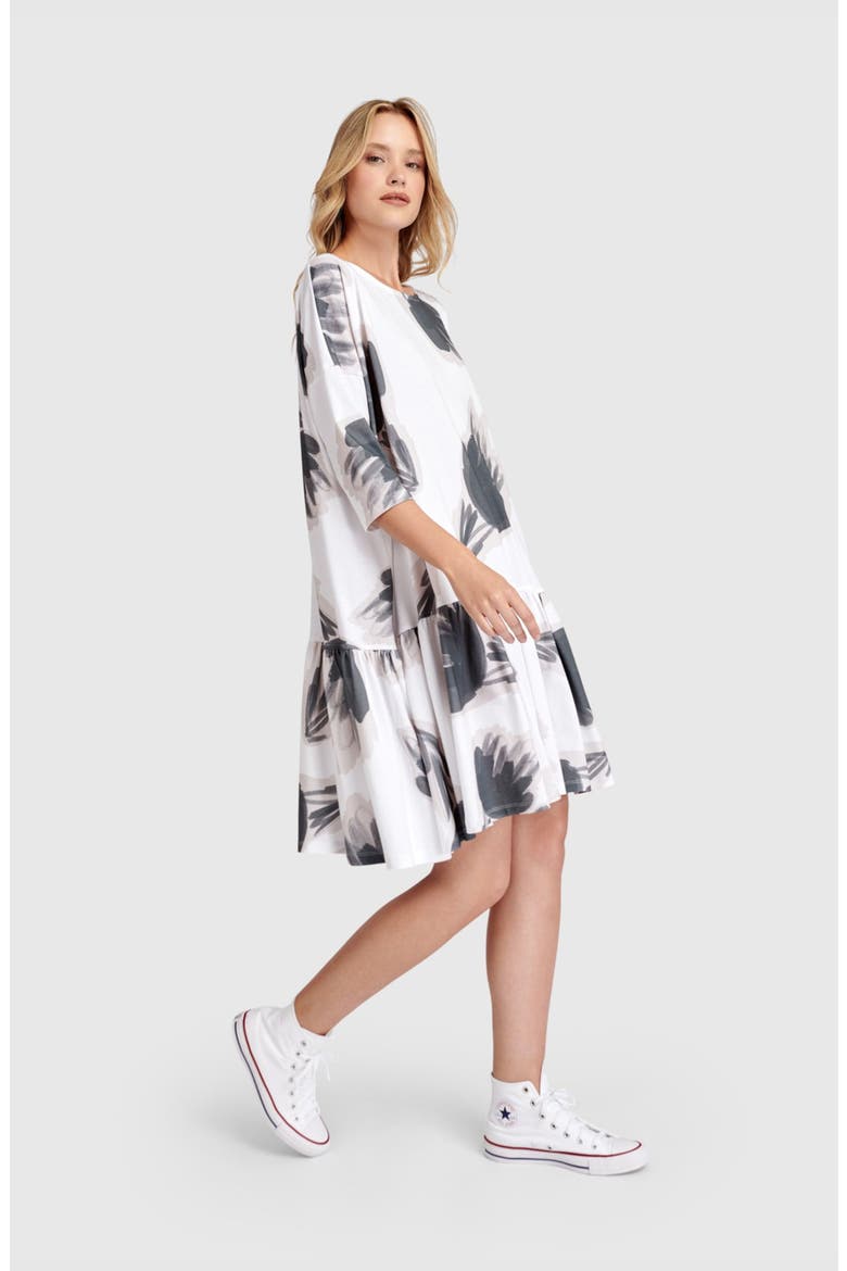 Feather Flounce Mini Dress, Alternate, color, Cloud