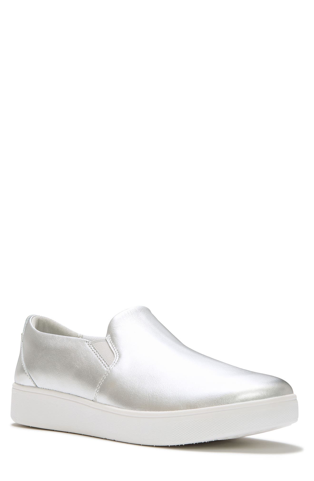 Flowease Leather Slip On Sneaker, Main, color, SILVER