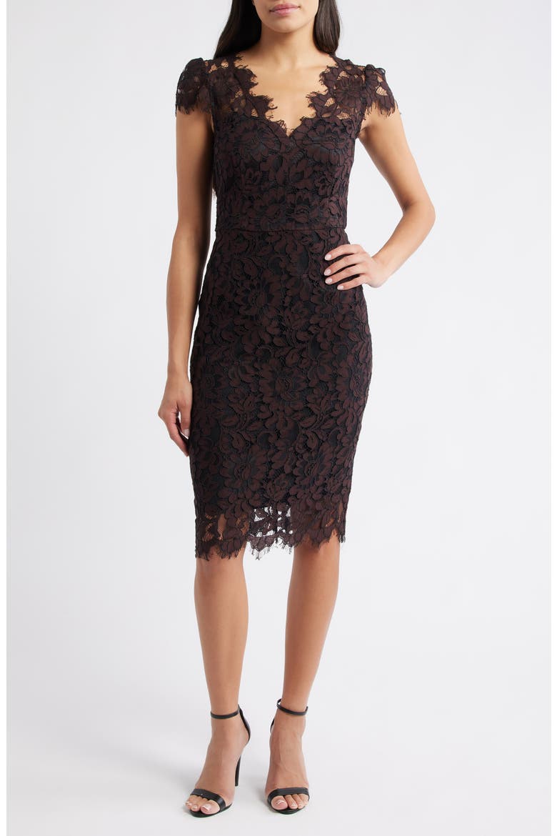 women's lace sheath dress Lace Sweetheart Midi Sheath Dress