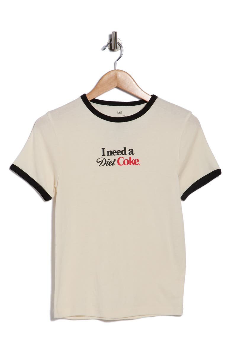 Ripple Junction Diet Coke Ringer Graphic T-Shirt, Alternate, color, Cream/ Black