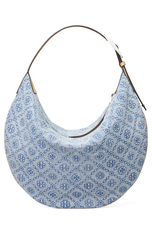 Tory Burch T Monogram Denim Balloon Bag In Blue