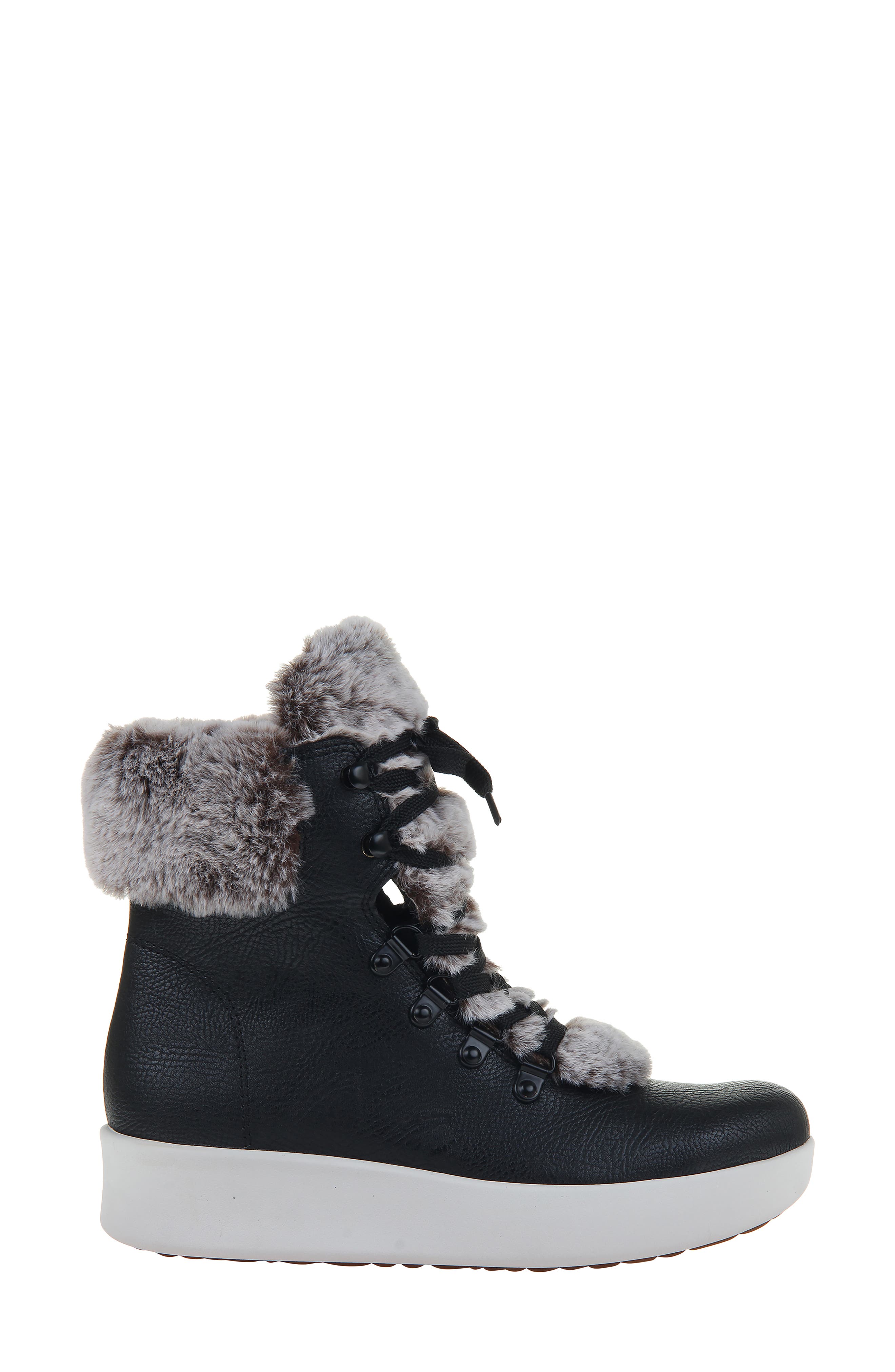 Roam Faux Fur Water Resistant Platform Boot, Alternate, color, BLACK FAUX LEATHER