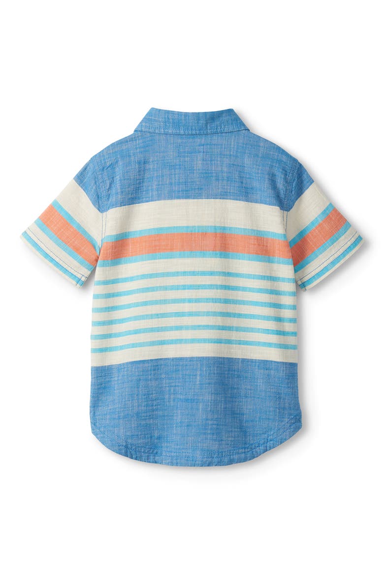 Kids' Fresh Stripes Short Sleeve Cotton Button-Up Shirt, Alternate, color, WHITE