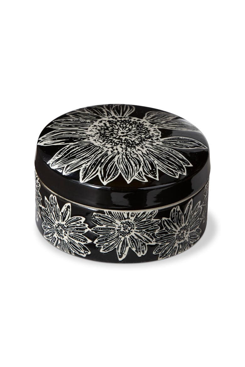 Let It Bee Dark Ceramic Trinket Dish Decorative Tray, Main, color, Black