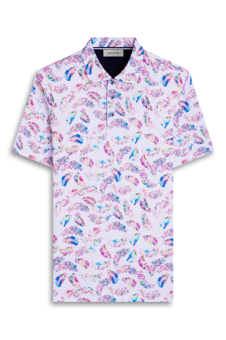 Hendrix Digital Leaf Print Pima Cotton Polo, Alternate, color, WHITE