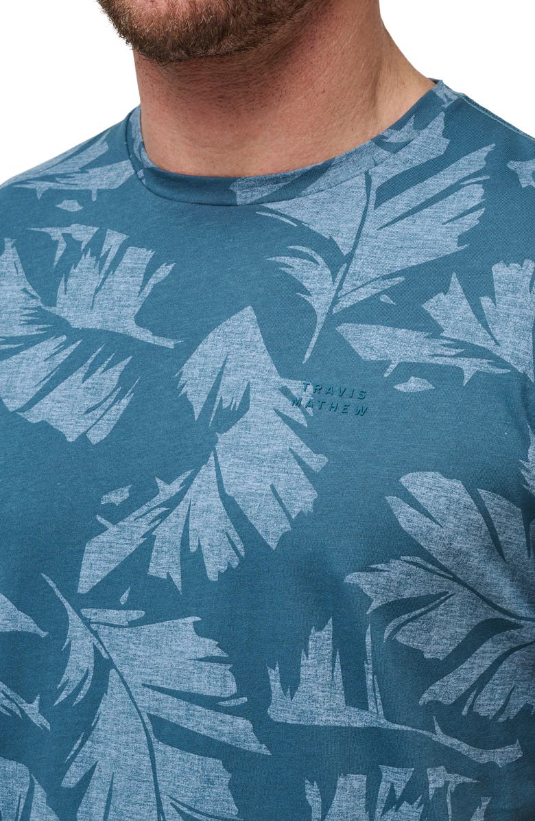 TravisMathew Travel Tip Leaf Print T-Shirt, Alternate, color,