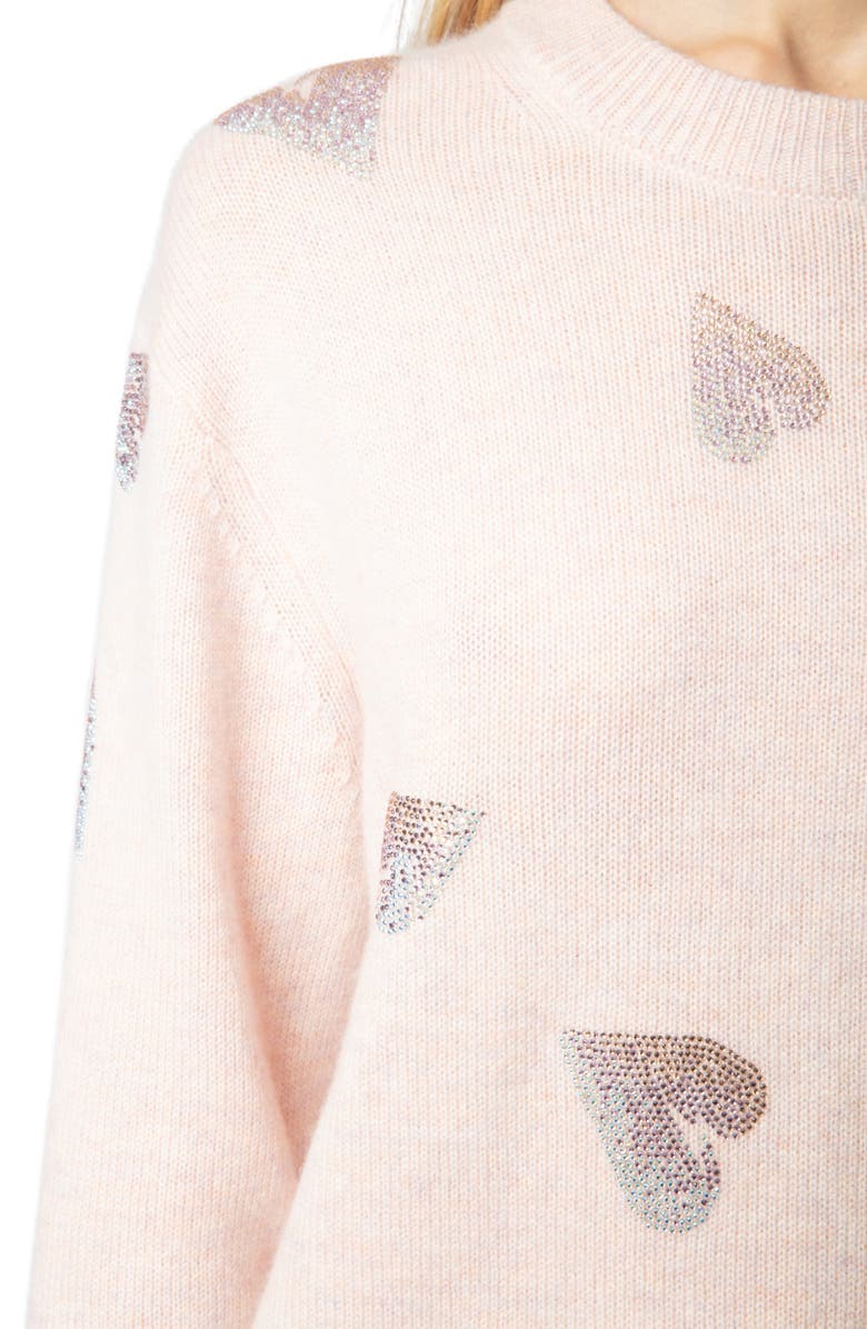 Zadig & Voltaire Beaded Heart Cashmere Sweater, Alternate, color, 