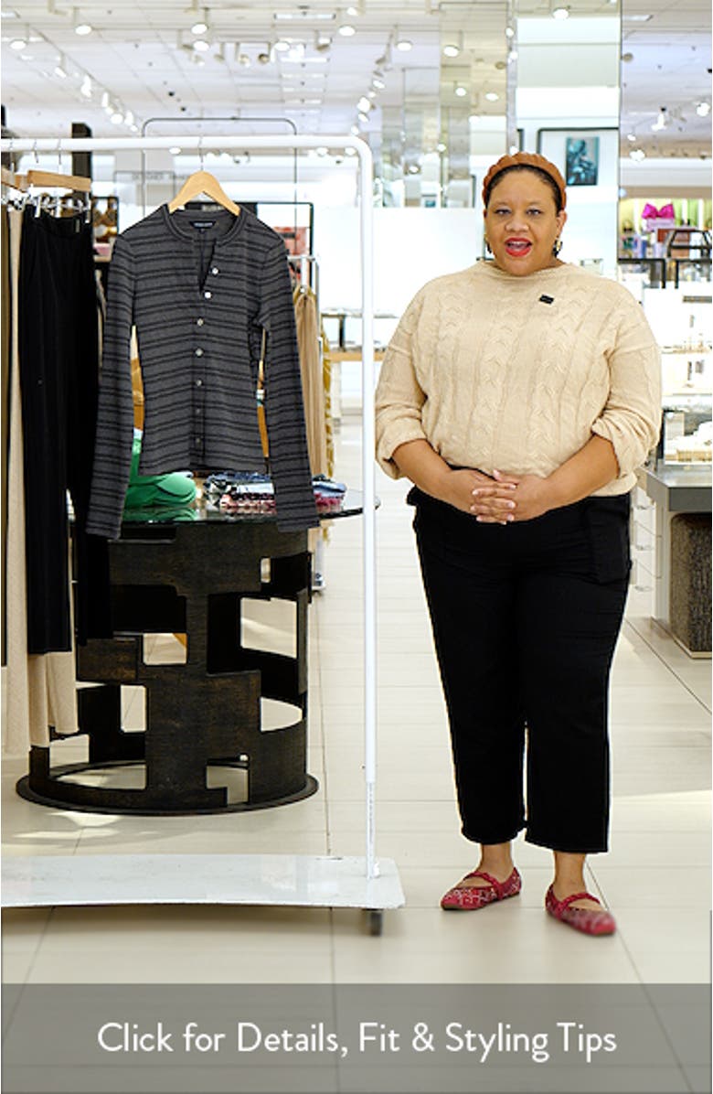 Dilia Metallic Stripe Stretch Cotton Blend Top, sales video thumbnail