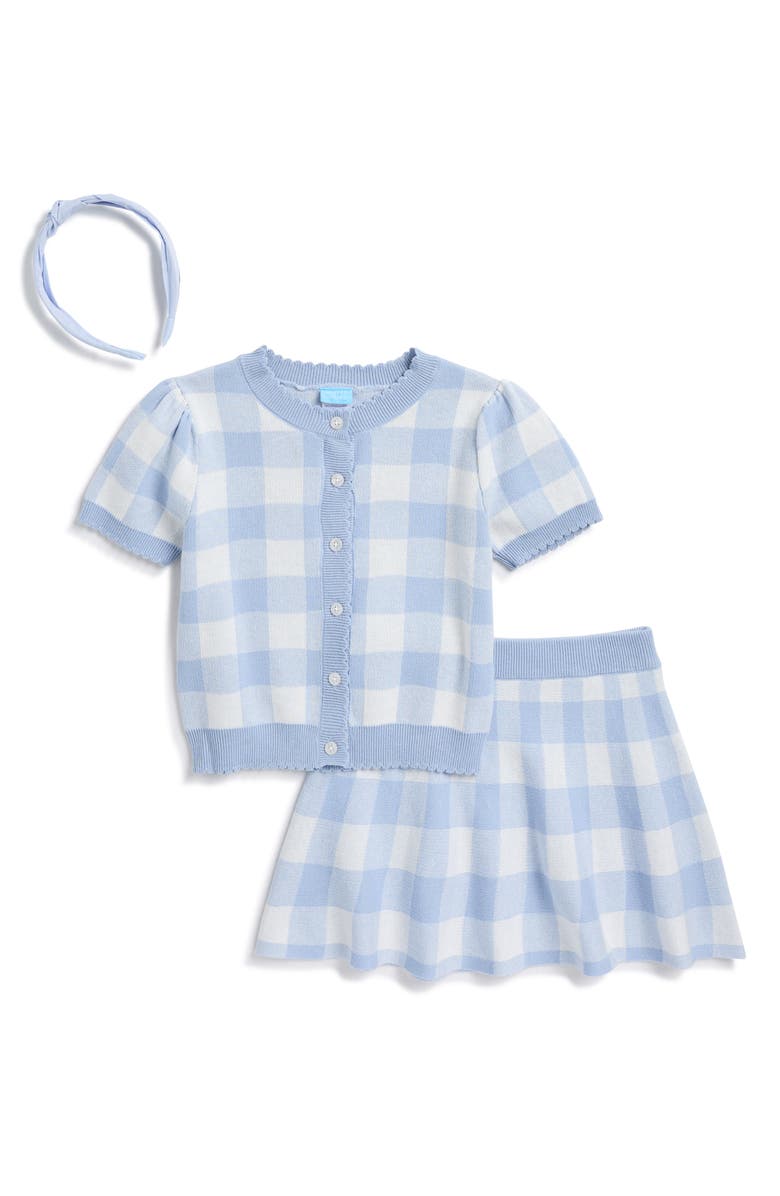 Draper James Kids' Plaid Sweater, Skirt & Headband Set, Main, color, 