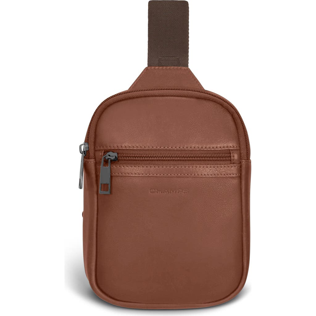 Champs Onyx Leather Sling Bag In Brown