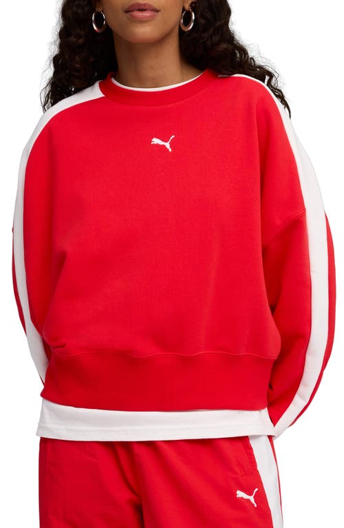 Puma T7 Oversize Crewneck Sweatshirt In Red