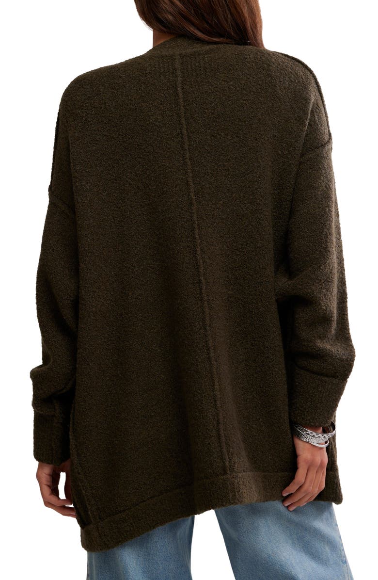 Free People WTF Blazing Snap Front Knit Cardigan, Alternate, color, Dark Green