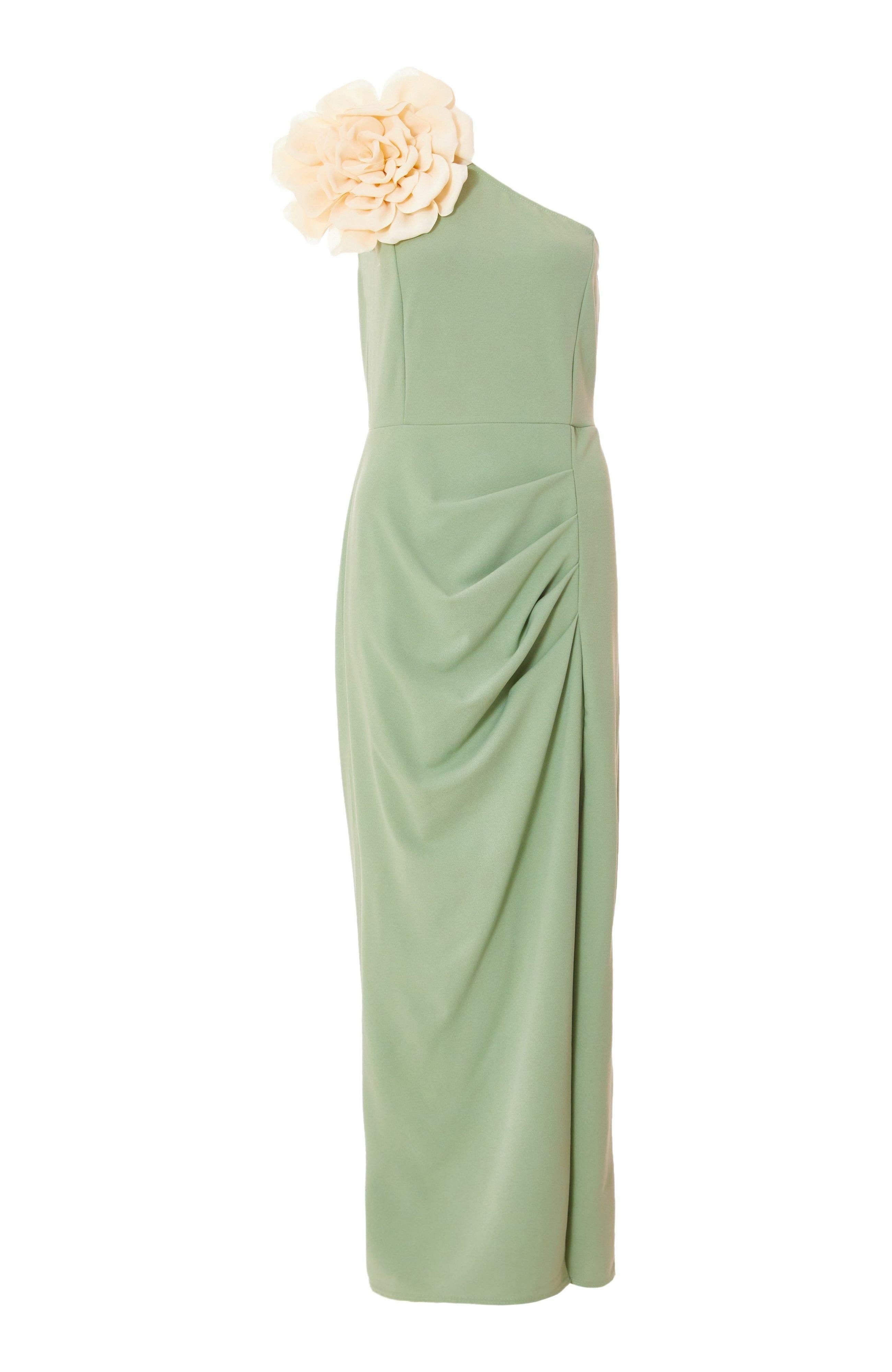 QUIZ Scuba Crepe Contrast Corsage Maxi Dress (Women) | Nordstrom