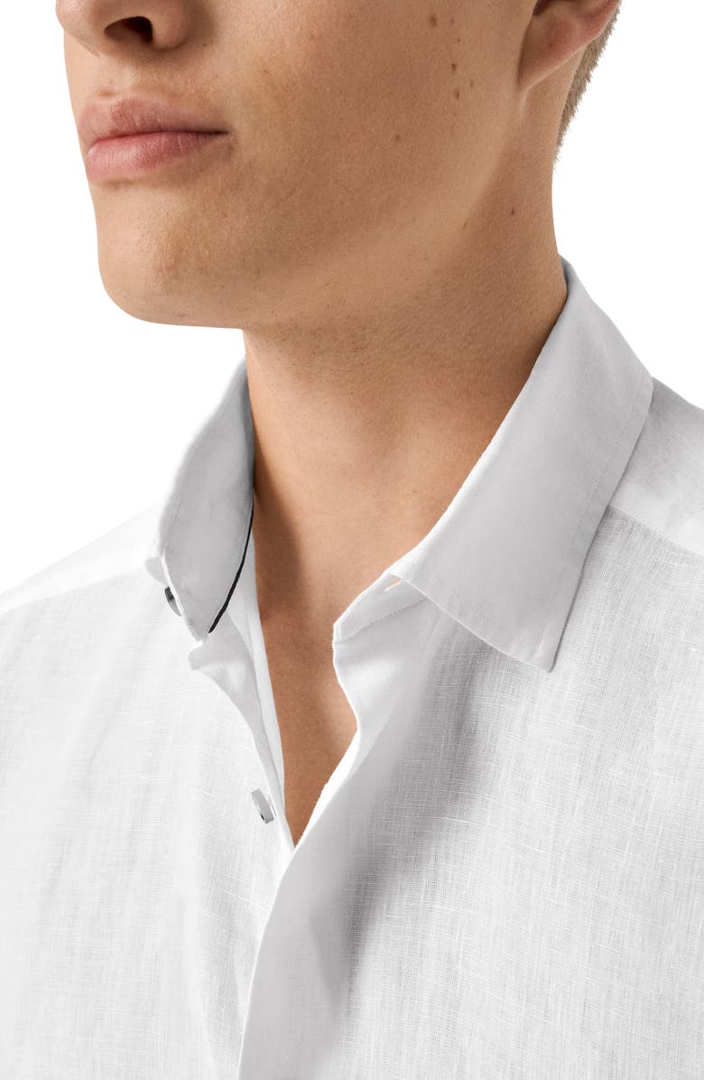 Eton Regular Fit Linen Dress Shirt, Alternate, color, White