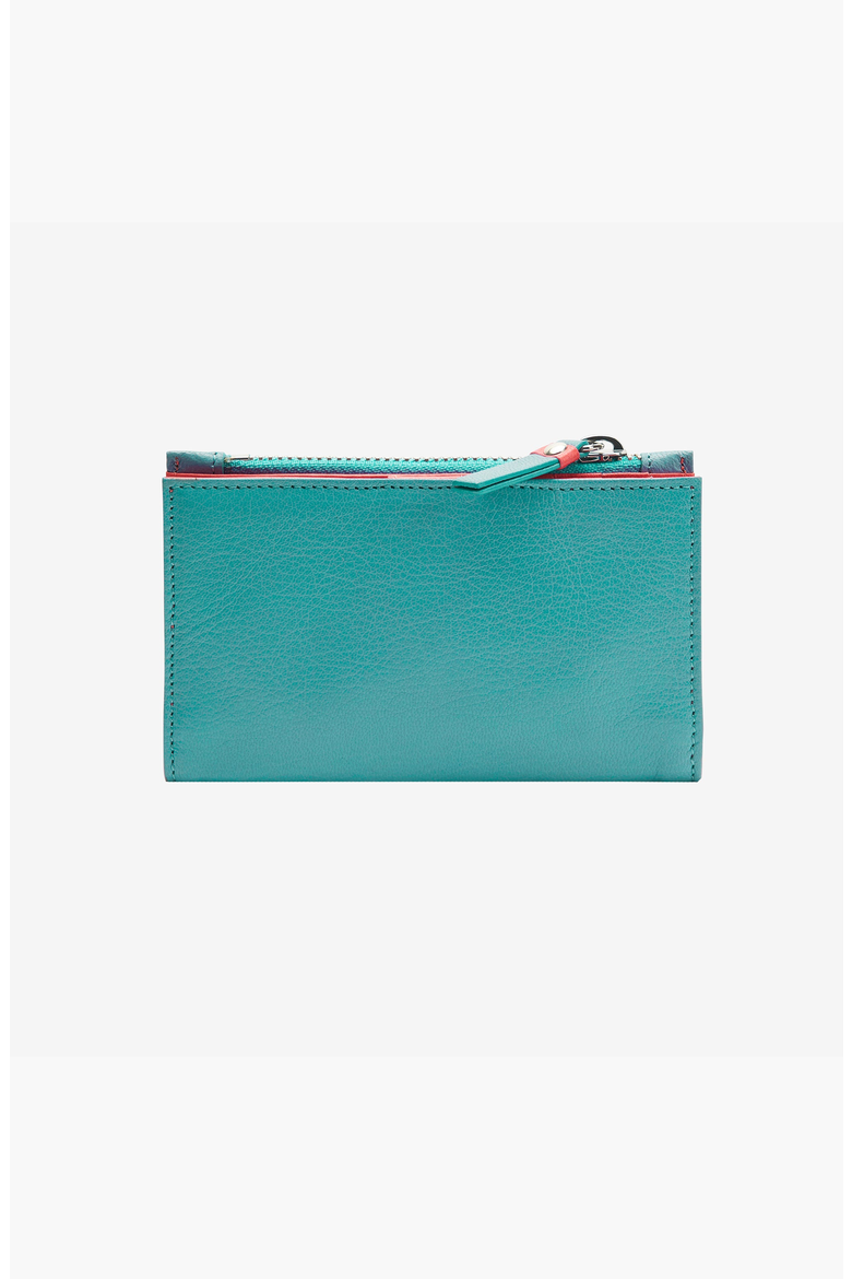Siam Slim Card Case with Zip Coin Pocket, Alternate, color, French Blue / Geranium