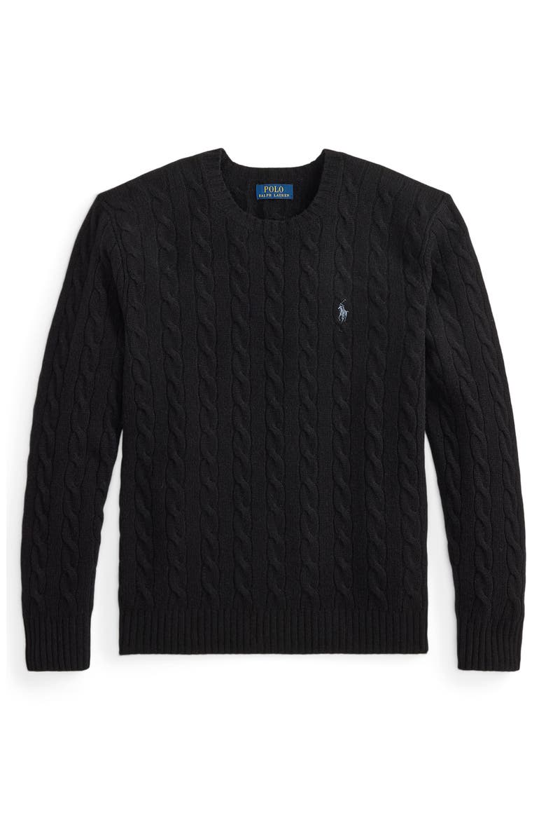 Wool & Cashmere Cable-Knit Sweater, Alternate, color, BLACK