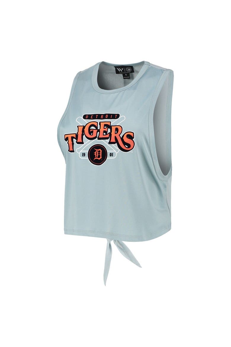 Women's The Wild Collective Light Blue Detroit Tigers Open Back Twist-Tie Tank Top, Alternate, color, Blue