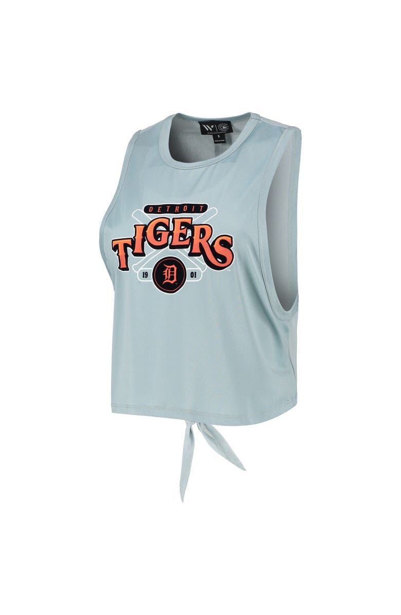 THE WILD COLLECTIVE Women's The Wild Collective Light Blue Detroit Tigers Open Back Twist-Tie Tank Top, Alternate, color, Blue