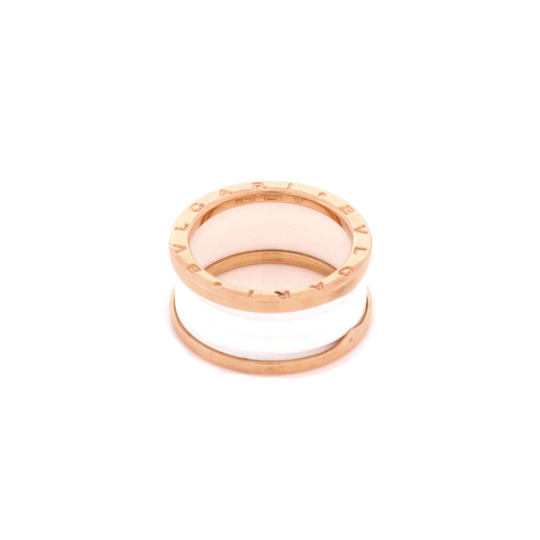 B.Zero1 Three Band Ring 18K Rose Gold and Ceramic, Alternate, color, Metallic Gold