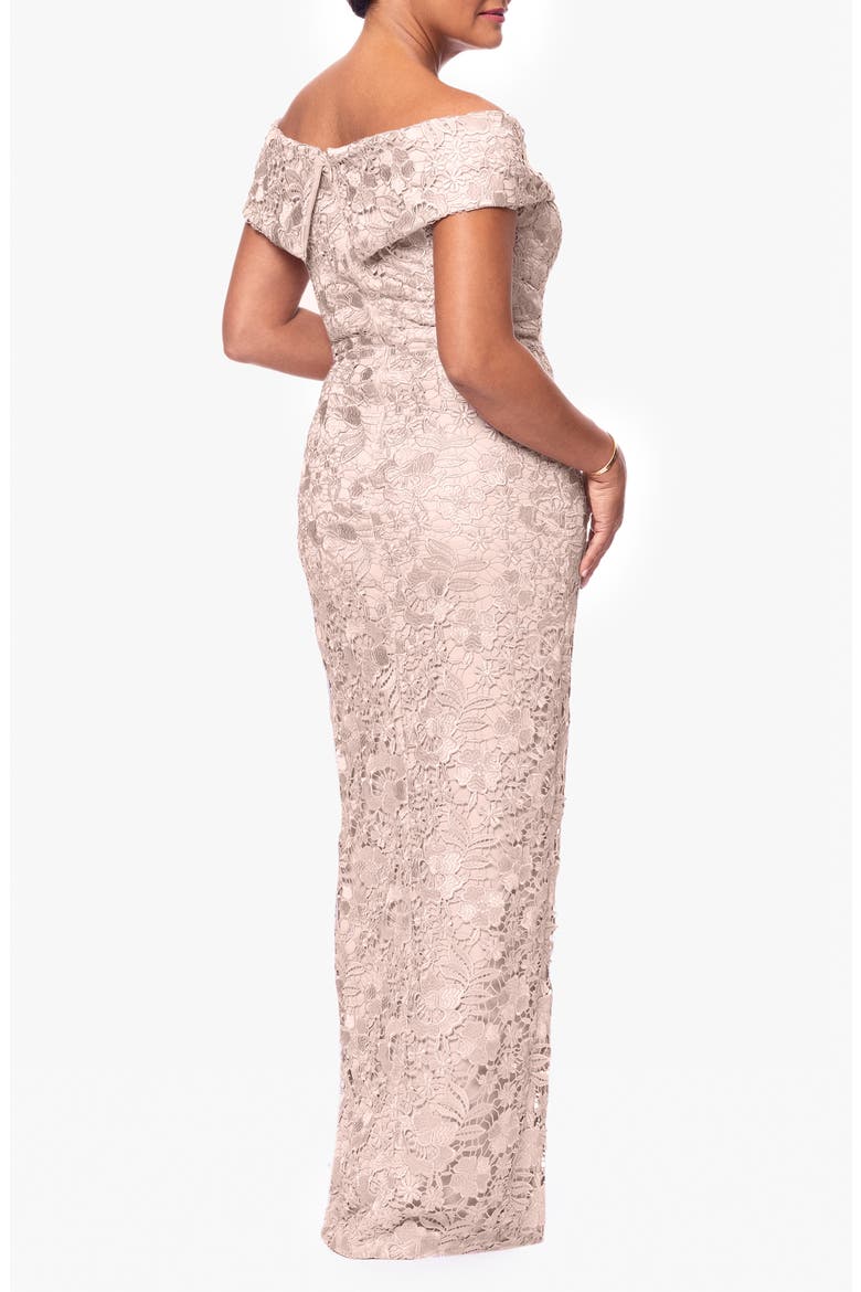 Floral Embroidery Off the Shoulder Sheath Gown, Alternate, color, BLUSH