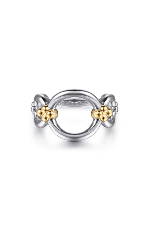 Bujukan Sterling Silver & 14K Gold Link Chain Ring