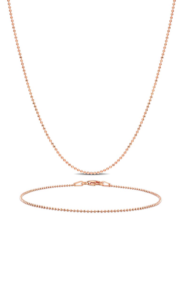 DELMAR 1mm Ball Chain Necklace & Bracelet Set, Main, color, 